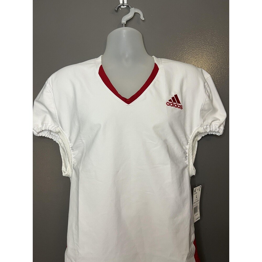 Adidas Football Jersey Mens Large White Red WVN A1 Stock American Short Sleeve